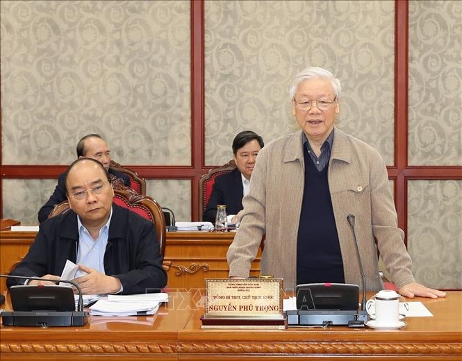 Генсек ЦК КПВ, президент Нгуен Фу Чонг выступает