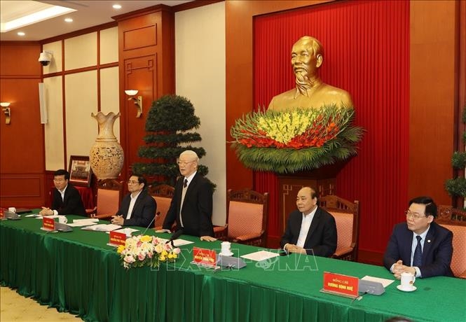 Генеральный секретарь ЦК КПВ, президент Вьетнама Нгуен Фу Чонг выступает